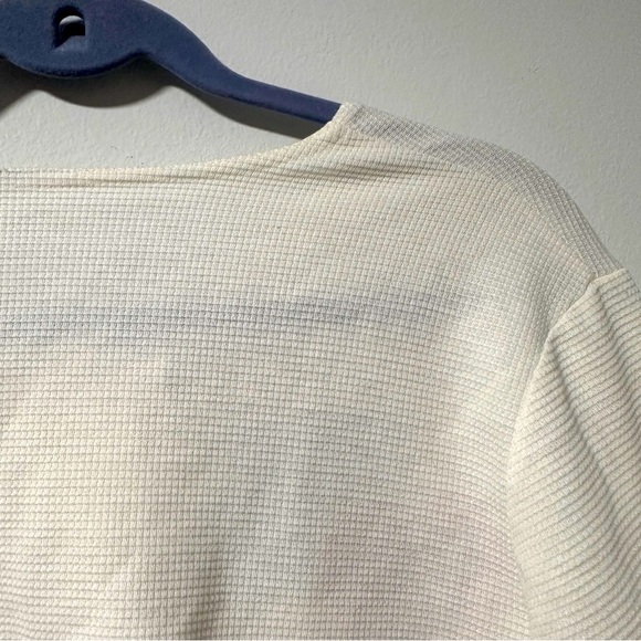 Vintage 90s White Cropped Short Sleeve Button Up Shirt Cottagecore Spring Retro - Picture 11 of 15